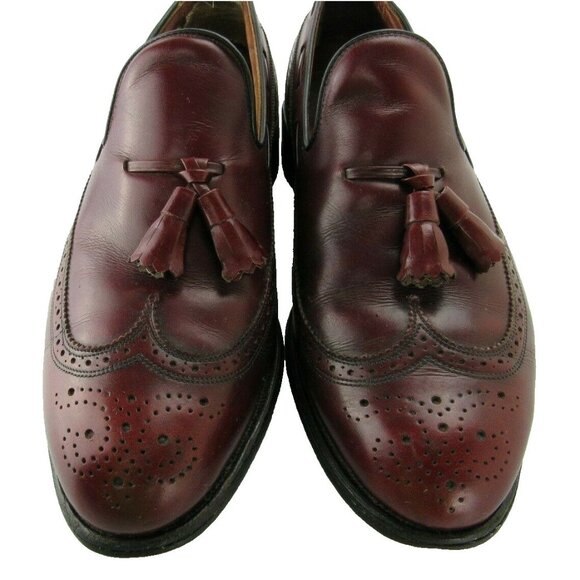 Allen Edmonds Berwick Mens Dress Shoes 9.5 Brown Wing Tip Tassel Slip On - Picture 3 of 11